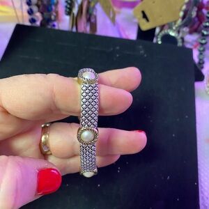 Elegant Silver and Gold Bracelet with Pearl Accents